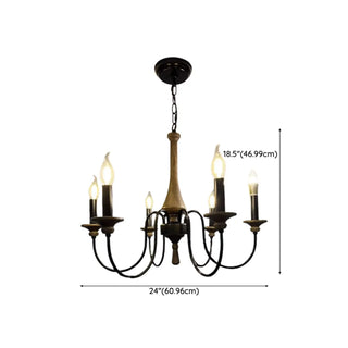 ZOWALA - Candelabra Wood Color 6-Light Farmhouse Chandelier Image - 11