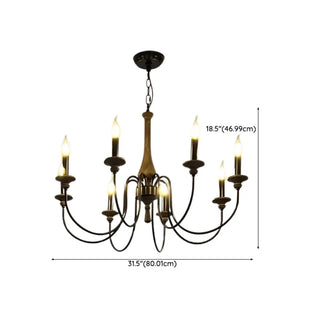 ZOWALA - Candelabra Wood Color 6-Light Farmhouse Chandelier Image - 12