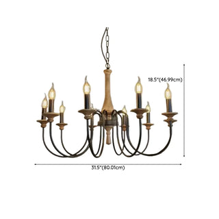 ZOWALA - Candelabra Wood Color 6-Light Farmhouse Chandelier Image - 13
