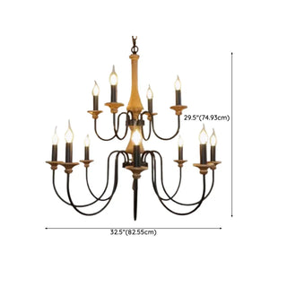 ZOWALA - Candelabra Wood Color 6-Light Farmhouse Chandelier Image - 14
