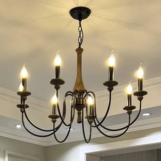 ZOWALA - Candelabra Wood Color 6-Light Farmhouse Chandelier Image - 5