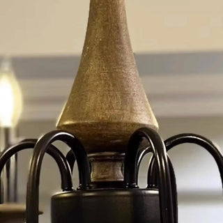 ZOWALA - Candelabra Wood Color 6-Light Farmhouse Chandelier Image - 6