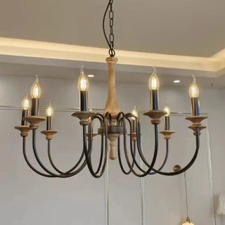 ZOWALA - Candelabra Wood Color 6-Light Farmhouse Chandelier Image - 7