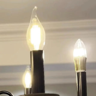 ZOWALA - Candelabra Wood Color 6-Light Farmhouse Chandelier Image - 8