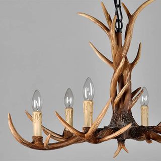 ZOWALA - Rustic Antler Chandelier with Black Shades, 8 Lights Image - 11