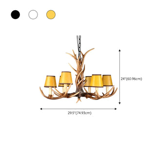 ZOWALA - Rustic Antler Chandelier with Black Shades, 8 Lights #size