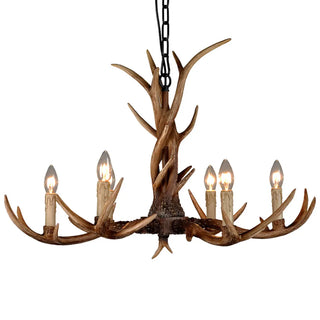 ZOWALA - Rustic Antler Chandelier with Black Shades, 8 Lights Image - 8