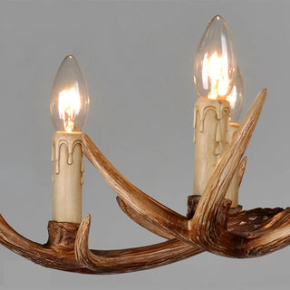 ZOWALA - Rustic Antler Chandelier with Black Shades, 8 Lights Image - 9