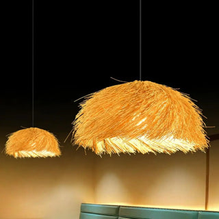 ZOWALA - Rustic Natural Straw Rattan Woven Dome Pendant Light Image - 1