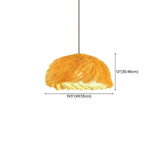 ZOWALA - Rustic Natural Straw Rattan Woven Dome Pendant Light #size