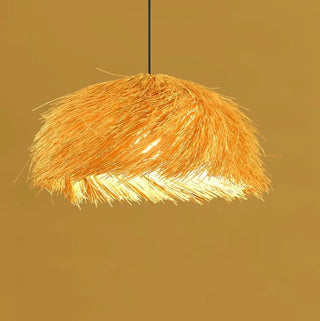 ZOWALA - Rustic Natural Straw Rattan Woven Dome Pendant Light Image - 4