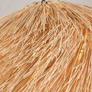 ZOWALA - Rustic Natural Straw Rattan Woven Dome Pendant Light Image - 8