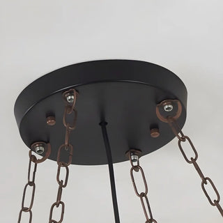 ZOWALA - Cylinder Brown Wood 9-Light Chandelier Image - 12