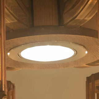 ZOWALA - Cylinder Brown Wood 9-Light Chandelier Image - 13
