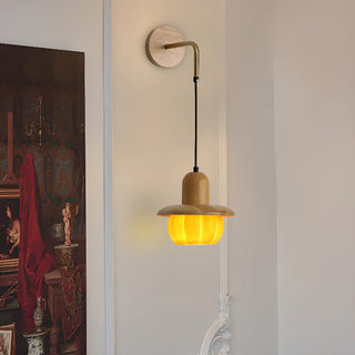 Rustic Yellow Pumpkin Wooden Pendant Wall Sconce Zawala Image - 3