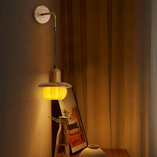 Rustic Yellow Pumpkin Wooden Pendant Wall Sconce Zawala Image - 4