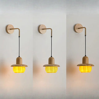 Rustic Yellow Pumpkin Wooden Pendant Wall Sconce Zawala Image - 5