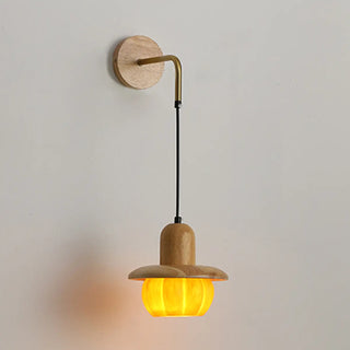 Rustic Yellow Pumpkin Wooden Pendant Wall Sconce Zawala Image - 6