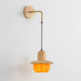 Rustic Yellow Pumpkin Wooden Pendant Wall Sconce Zawala Image - 7