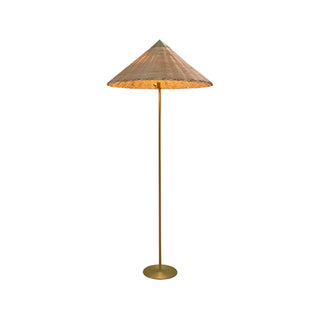 Rustic Walnut Woven Cone Shade Metal Floor Lamp Zawala Image - 10