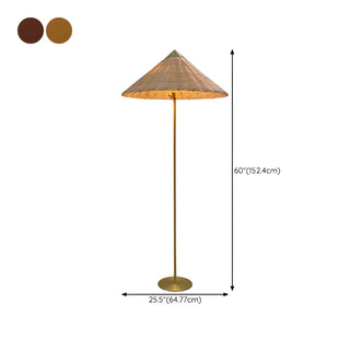 Rustic Walnut Woven Cone Shade Metal Floor Lamp Zawala #size