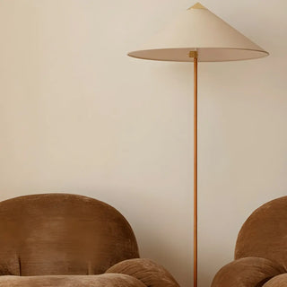 Rustic Walnut Woven Cone Shade Metal Floor Lamp Zawala Image - 3