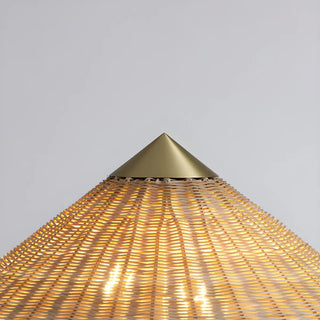 Rustic Walnut Woven Cone Shade Metal Floor Lamp Zawala Image - 9