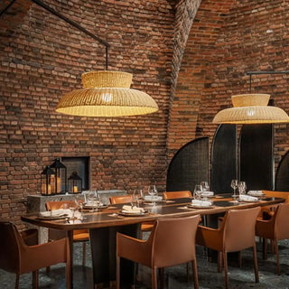 ZOWALA - Rustic Woven Rattan Dome Restaurant Pendant Light Image - 1