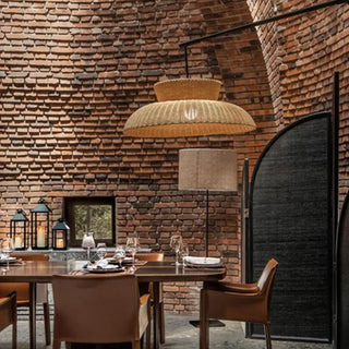 ZOWALA - Rustic Woven Rattan Dome Restaurant Pendant Light Image - 6
