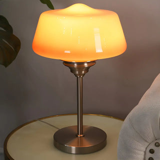 Stylish Glass Cup Shape Amber Shade Bedside Table Lamp Zawala Image - 3