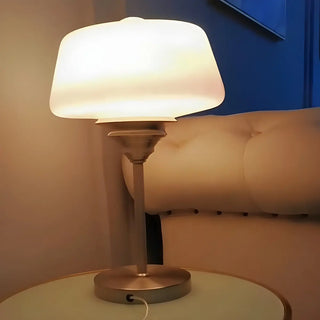 Stylish Glass Cup Shape Amber Shade Bedside Table Lamp Zawala Image - 5