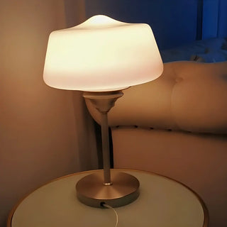 Stylish Glass Cup Shape Amber Shade Bedside Table Lamp Zawala Image - 6