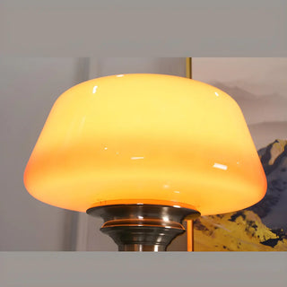 Stylish Glass Cup Shape Amber Shade Bedside Table Lamp Zawala Image - 8
