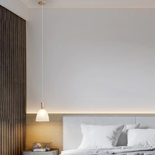 ZOWALA - Scandinavian White Frosted Glass Bell Bedroom Pendant Light Image - 4