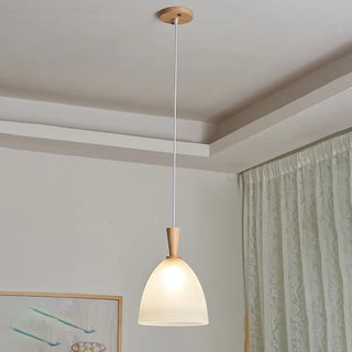 ZOWALA - Scandinavian White Frosted Glass Bell Bedroom Pendant Light Image - 5
