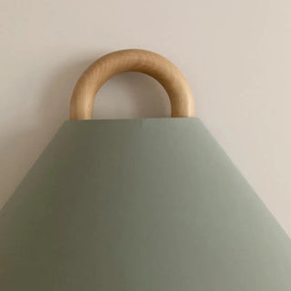 Scandinavian Beige Wooden and Fabric Cone Wall Lamp Zawala Image - 15