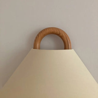 Scandinavian Beige Wooden and Fabric Cone Wall Lamp Zawala Image - 16