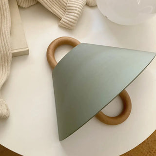 Scandinavian Beige Wooden and Fabric Cone Wall Lamp Zawala Image - 21