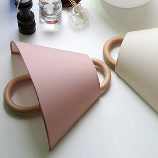 Scandinavian Beige Wooden and Fabric Cone Wall Lamp Zawala Image - 22