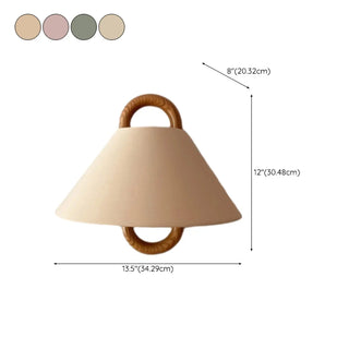 Scandinavian Beige Wooden and Fabric Cone Wall Lamp Zawala Image - 24
