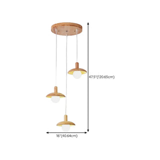 ZOWALA - Scandinavian Disc Wood Dining Room 3-Light Pendant Light Image - 13