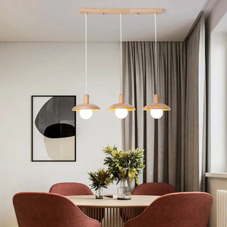 ZOWALA - Scandinavian Disc Wood Dining Room 3-Light Pendant Light Image - 3