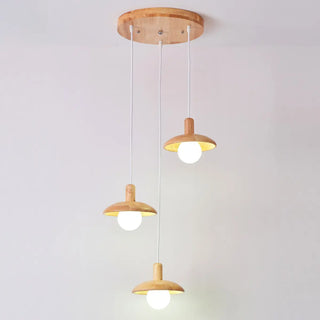 ZOWALA - Scandinavian Disc Wood Dining Room 3-Light Pendant Light Image - 6