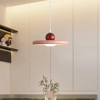 ZOWALA - Scandinavian Round Iron Dining Room Red Pendant Light Image - 1