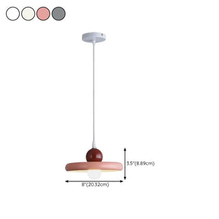 ZOWALA - Scandinavian Round Iron Dining Room Red Pendant Light Image - 26