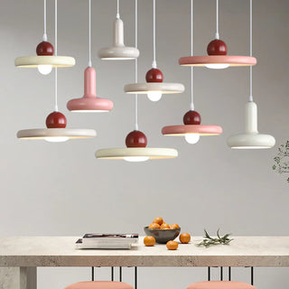 ZOWALA - Scandinavian Round Iron Dining Room Red Pendant Light Image - 5