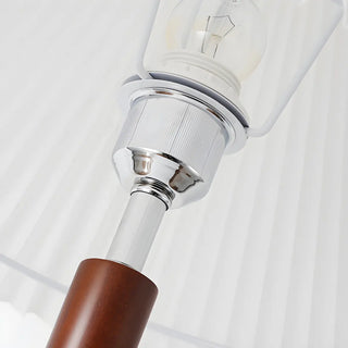 Scandinavian White Pleated Shade Wooden Floor Lamp Zawala Image - 10