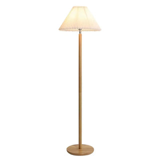 Scandinavian White Pleated Shade Wooden Floor Lamp Zawala Image - 12