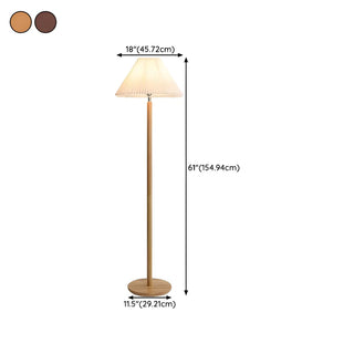 Scandinavian White Pleated Shade Wooden Floor Lamp Zawala #size
