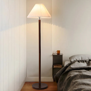 Scandinavian White Pleated Shade Wooden Floor Lamp Zawala Image - 5